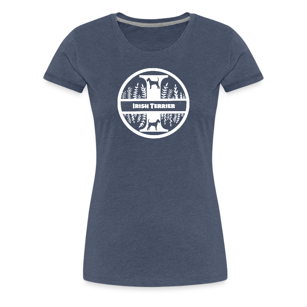 Women’s Premium T-Shirt - Irish Terrier - Monogramm - Blau meliert