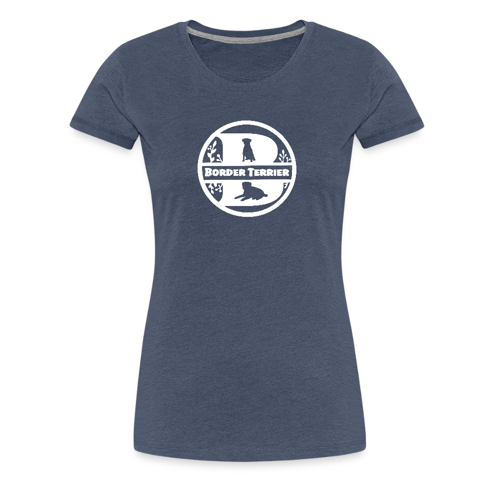 Women’s Premium T-Shirt - Border Terrier - Monogramm - Blau meliert