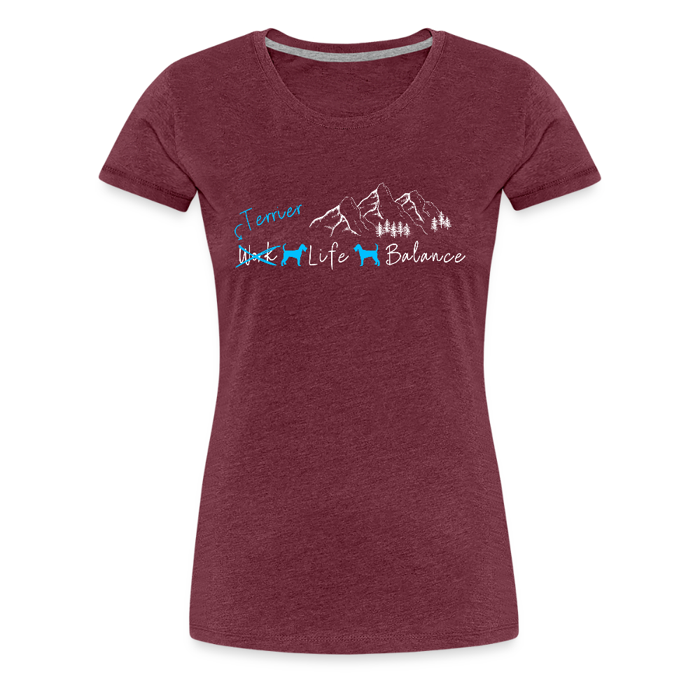 Women’s Premium T-Shirt - (Irish) Terrier Life Balance - Bordeauxrot meliert