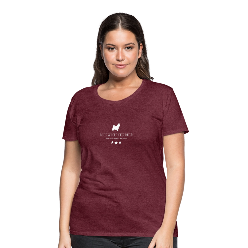 Women’s Premium T-Shirt - Norwich Terrier - Keen dog, compact and strong... - Bordeauxrot meliert