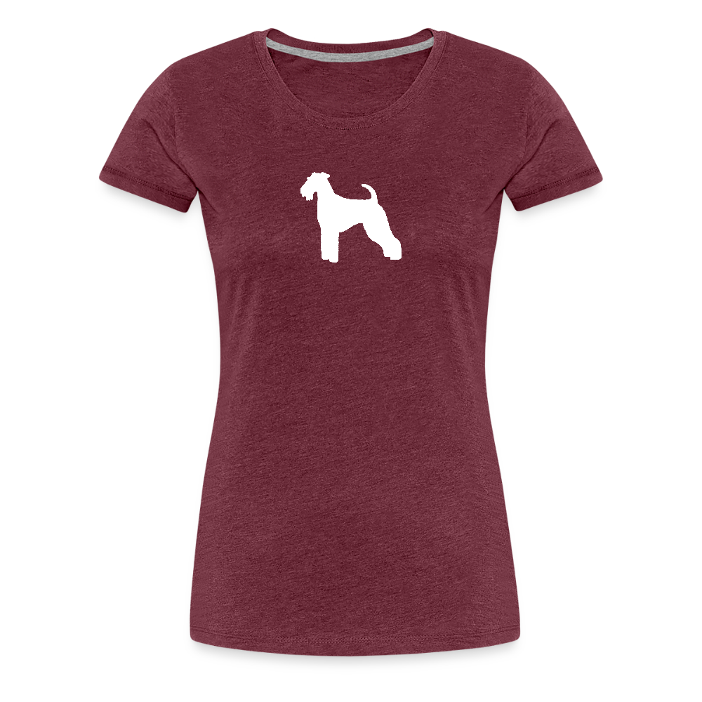 Women’s Premium T-Shirt - Airedale Terrier-Silhouette - Bordeauxrot meliert
