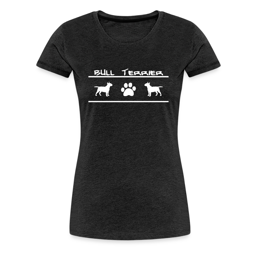 Women’s Premium T-Shirt - Bull Terrier-Schriftzug und Pfote - Anthrazit