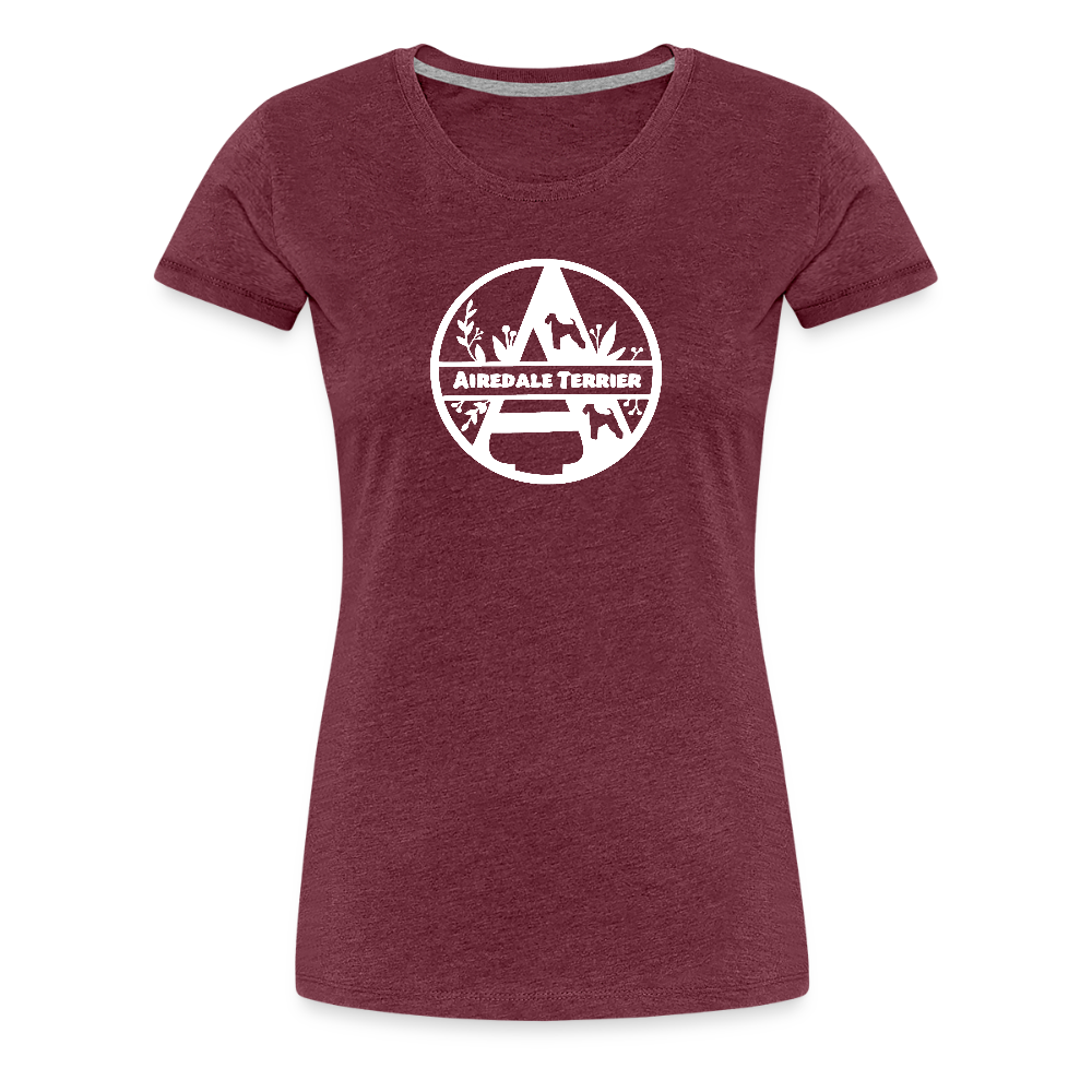 Women’s Premium T-Shirt - Airedale Terrier - Monogramm - Bordeauxrot meliert