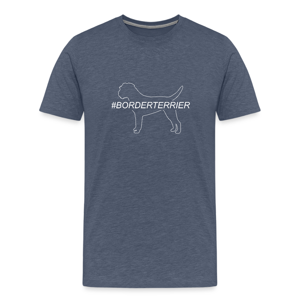Männer Premium T-Shirt - Border Terrier - Hashtag - Blau meliert
