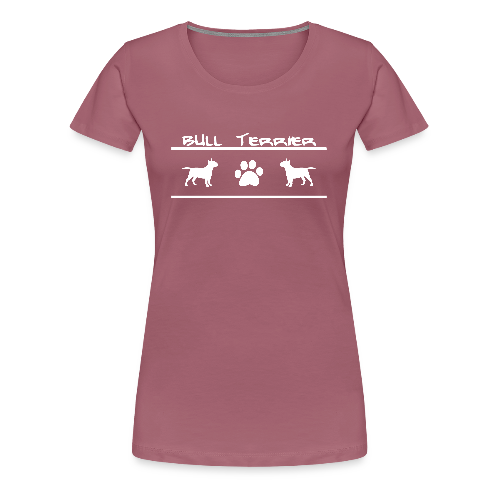 Women’s Premium T-Shirt - Bull Terrier-Schriftzug und Pfote - Malve