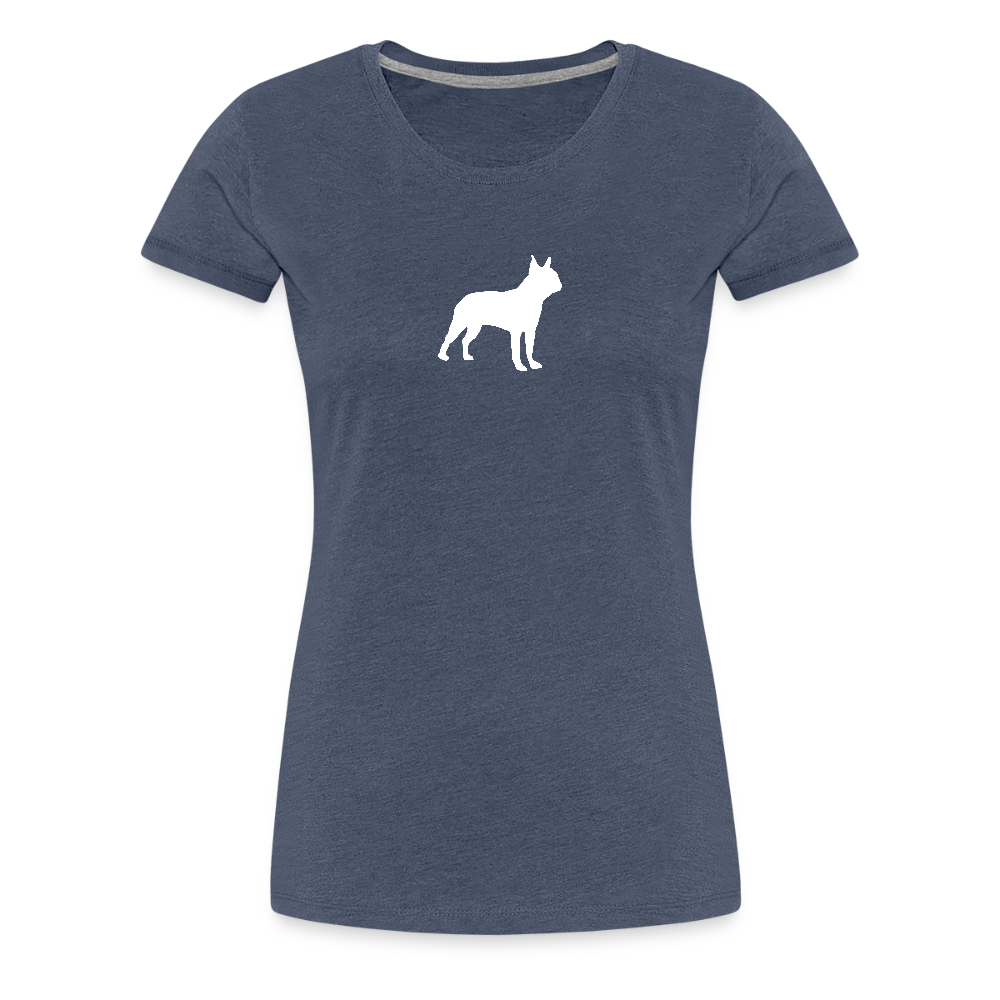Boston Terrier-Silhouette | Women’s Premium T-Shirt - Blau meliert
