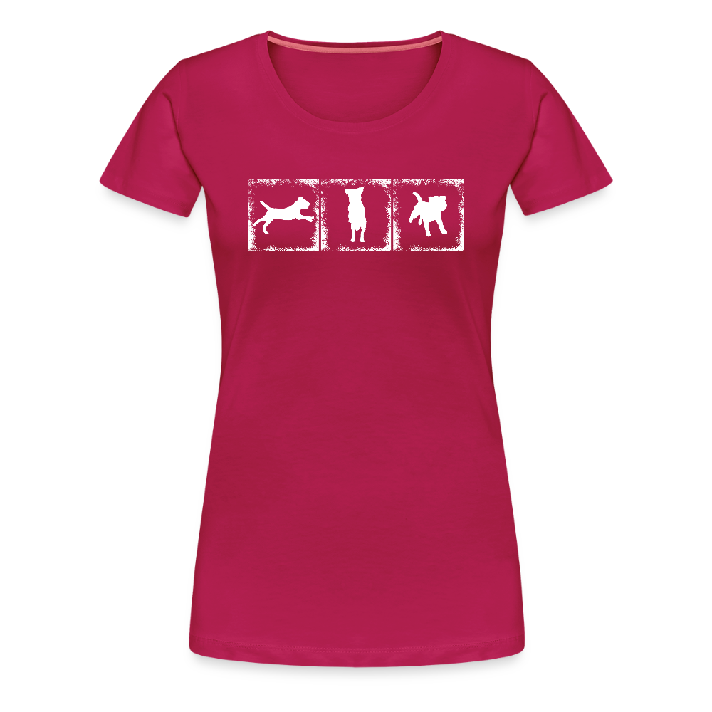 Women’s Premium T-Shirt - Border Terrier in action - dunkles Pink