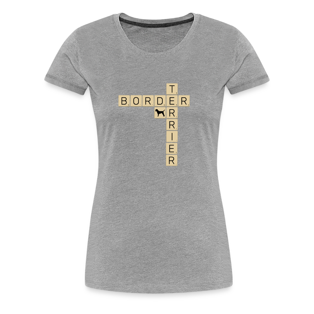 Border Terrier - Scrabble | Women’s Premium T-Shirt - Grau meliert