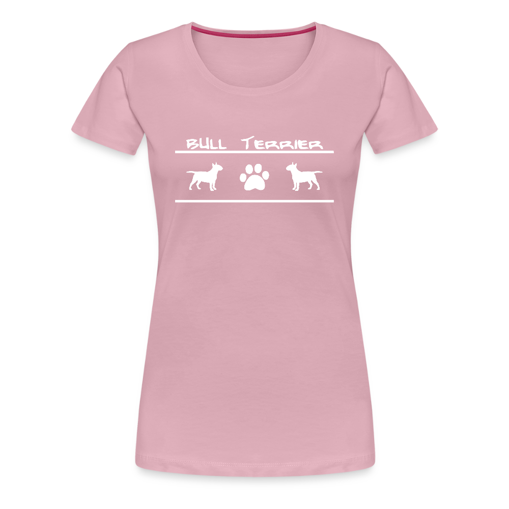 Women’s Premium T-Shirt - Bull Terrier-Schriftzug und Pfote - Hellrosa