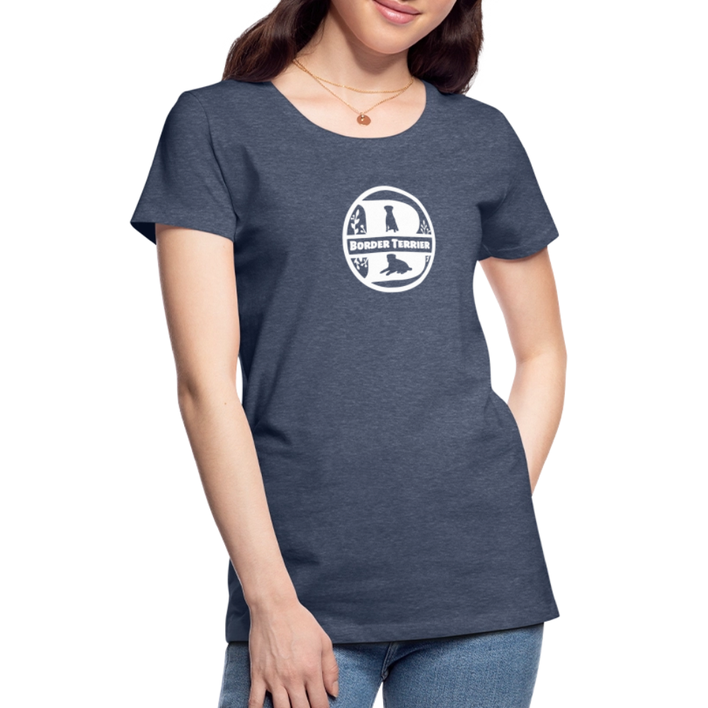 Women’s Premium T-Shirt - Border Terrier - Monogramm - Blau meliert