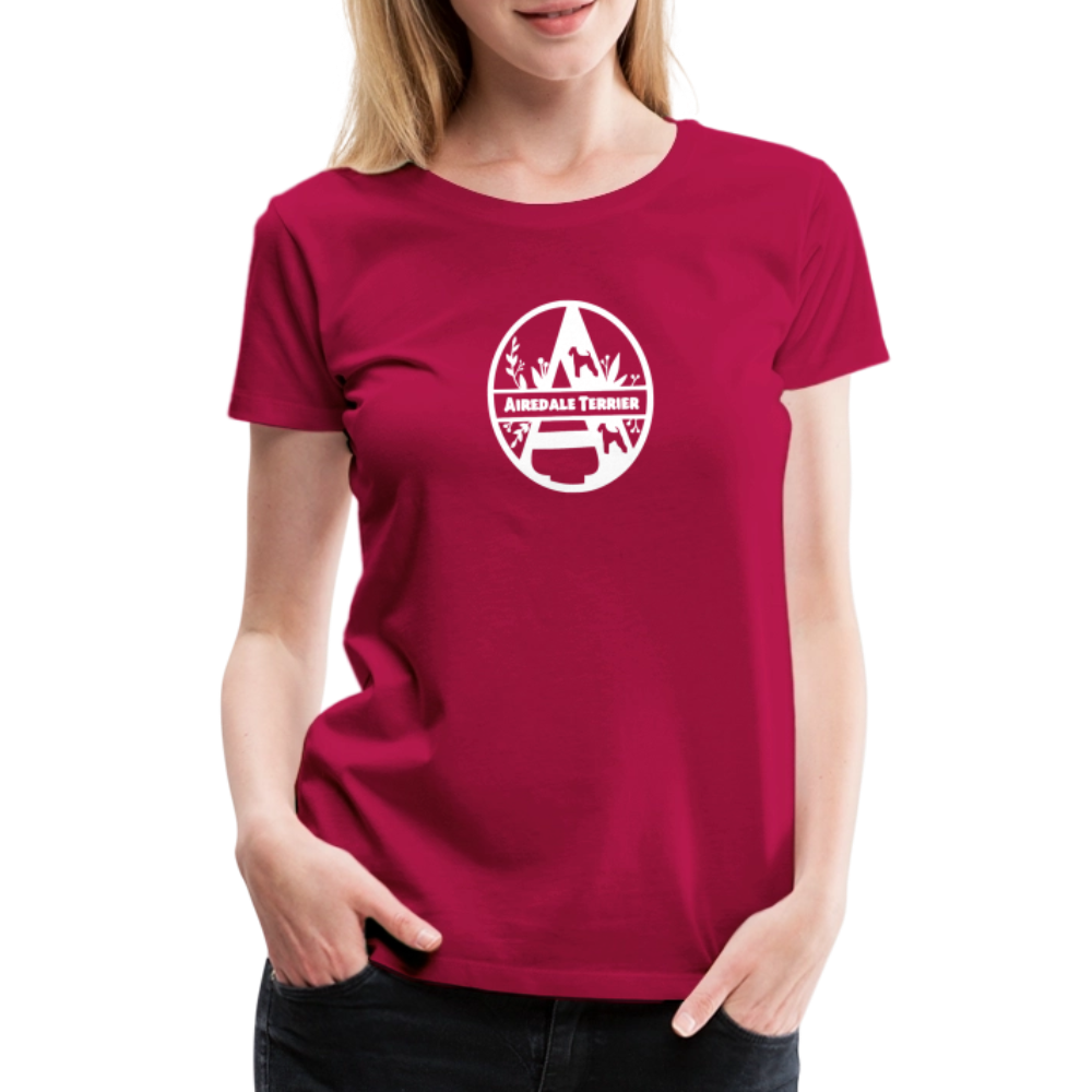 Women’s Premium T-Shirt - Airedale Terrier - Monogramm - dunkles Pink