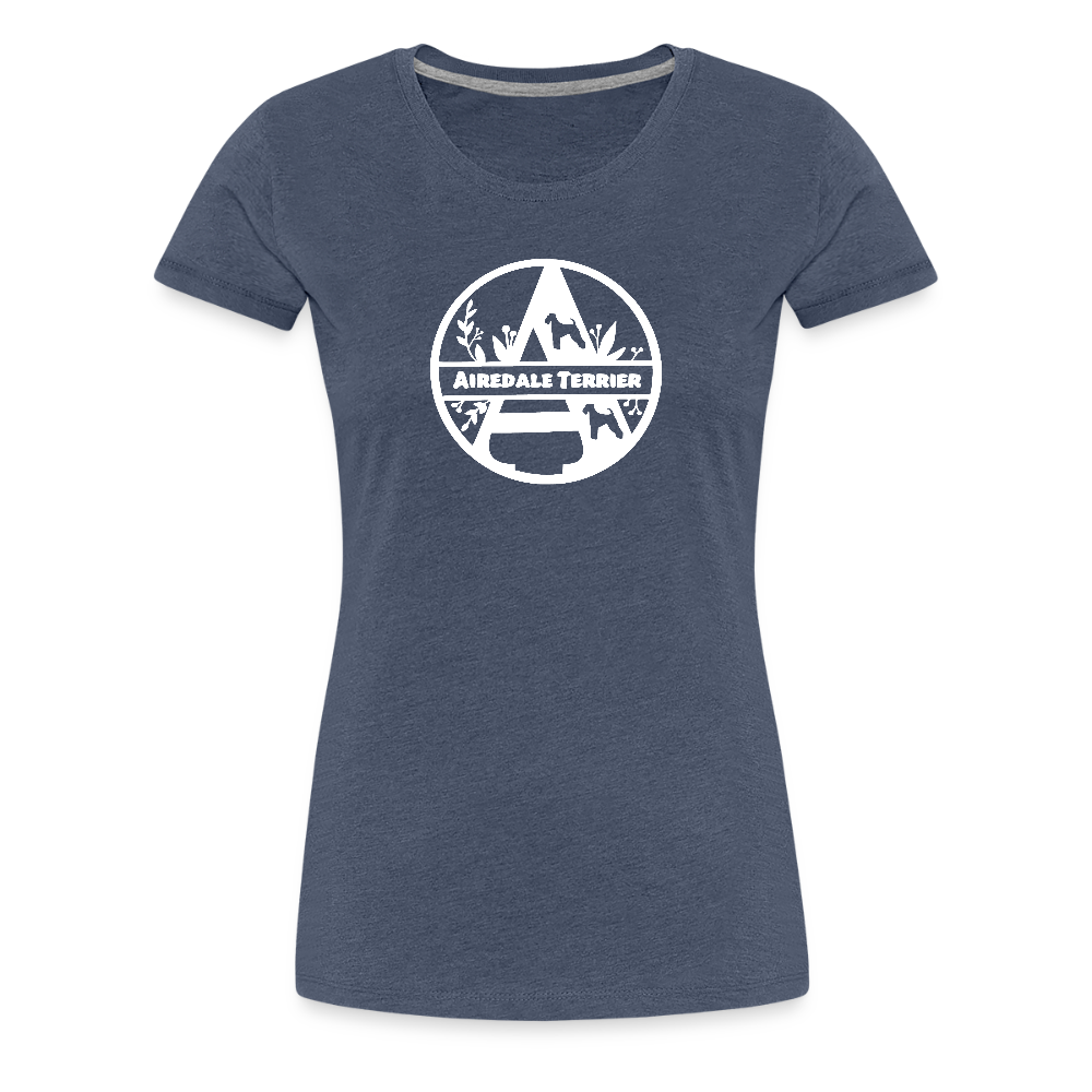 Women’s Premium T-Shirt - Airedale Terrier - Monogramm - Blau meliert