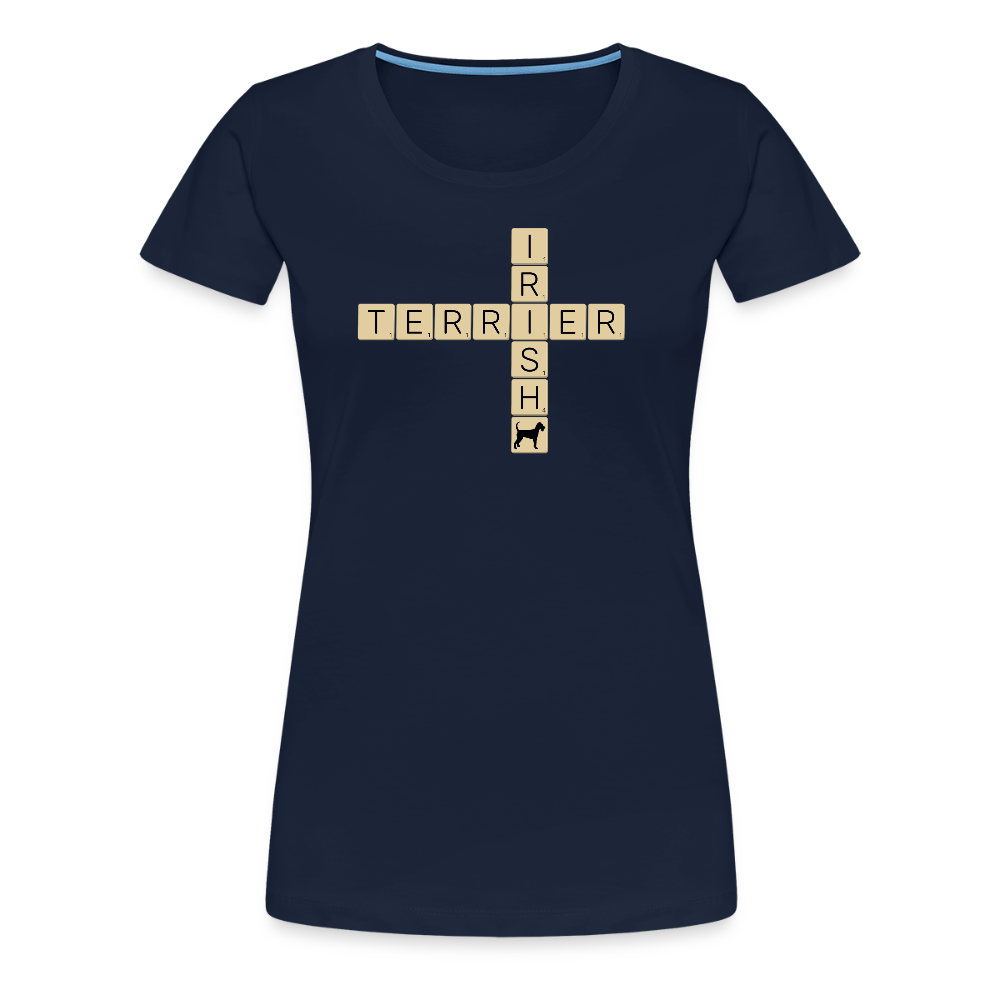Irish Terrier - Scrabble | Women’s Premium T-Shirt - Navy