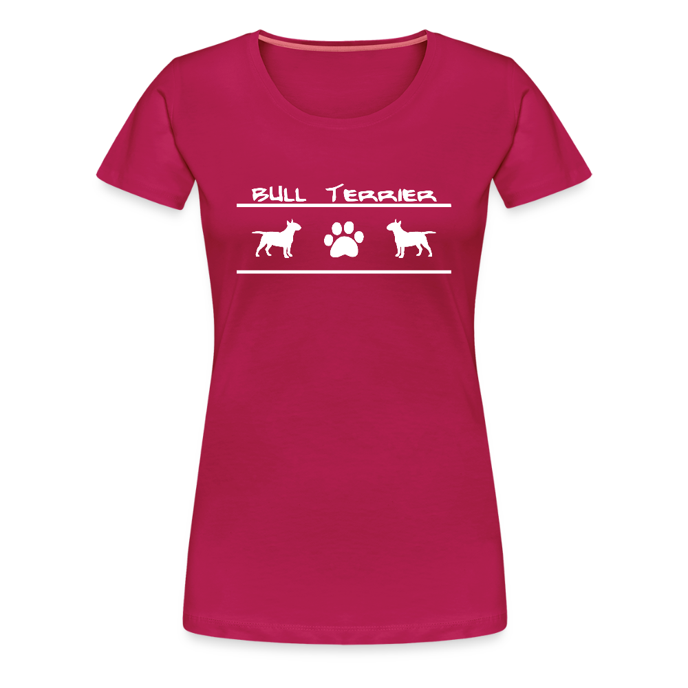 Women’s Premium T-Shirt - Bull Terrier-Schriftzug und Pfote - dunkles Pink