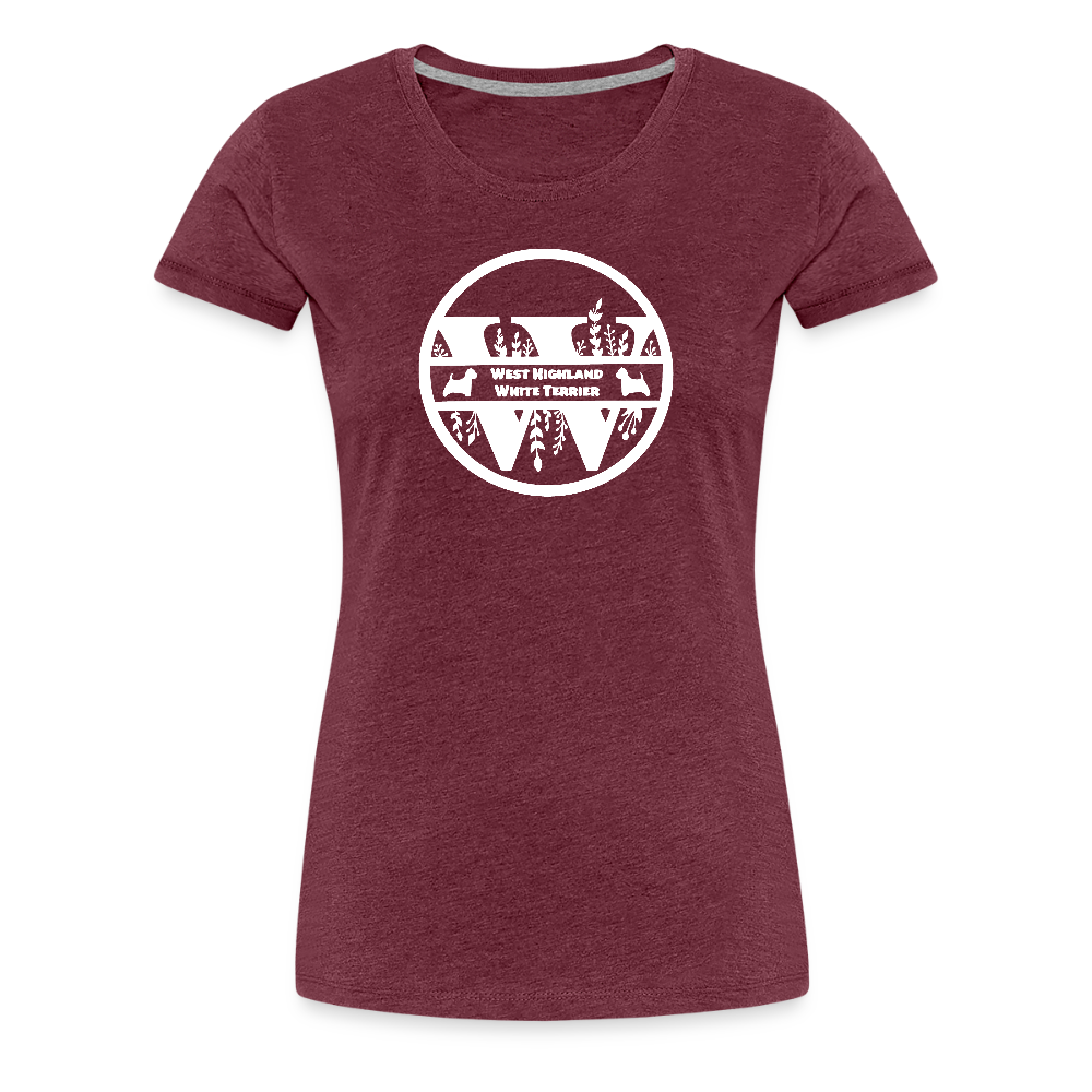 Women’s Premium T-Shirt - West Highland White Terrier - Monogramm - Bordeauxrot meliert