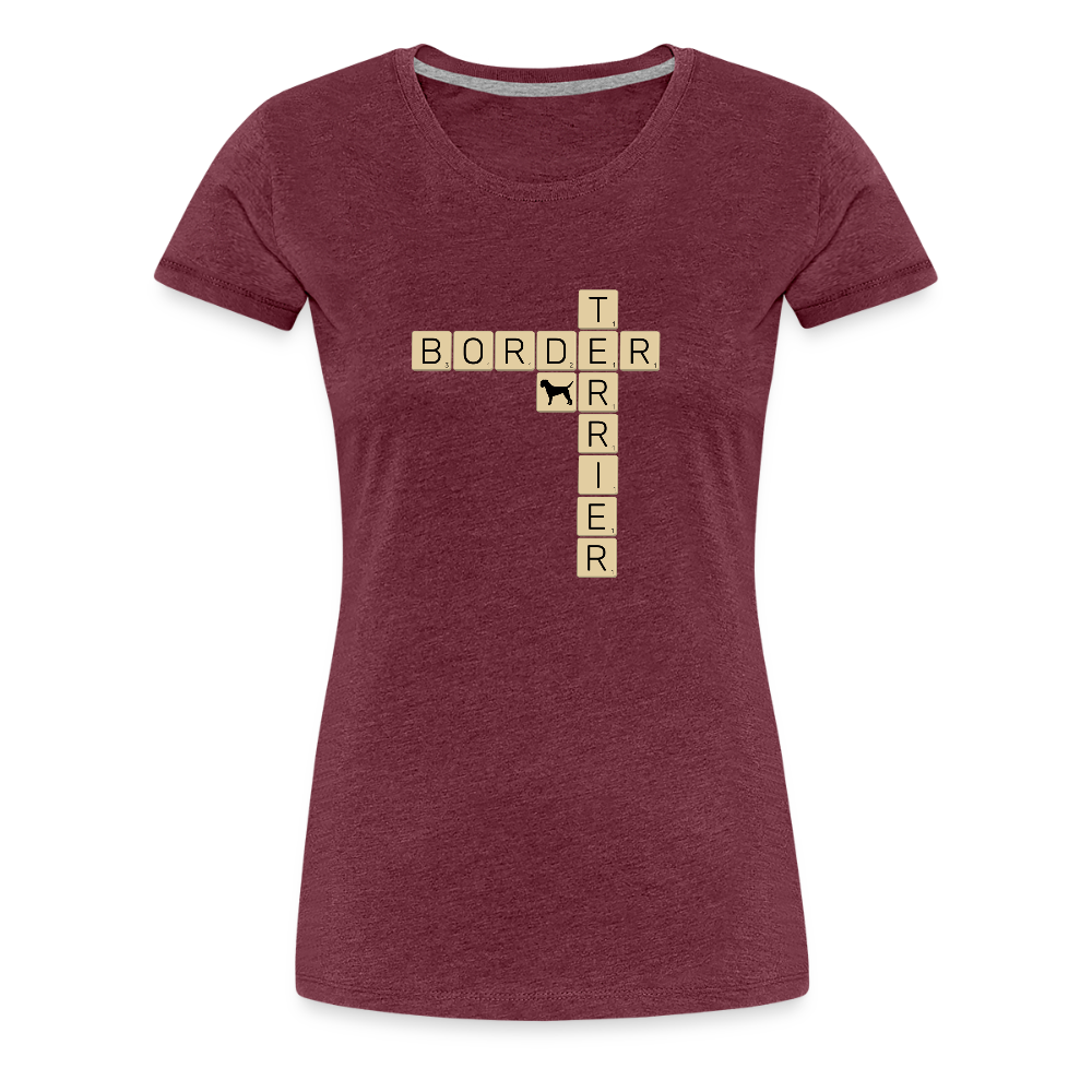 Border Terrier - Scrabble | Women’s Premium T-Shirt - Bordeauxrot meliert