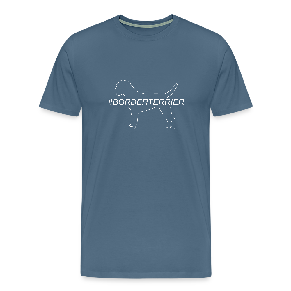 Männer Premium T-Shirt - Border Terrier - Hashtag - Blaugrau