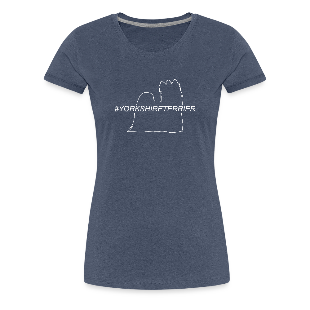 Women’s Premium T-Shirt - Yorkshire Terrier - Hashtag - Blau meliert