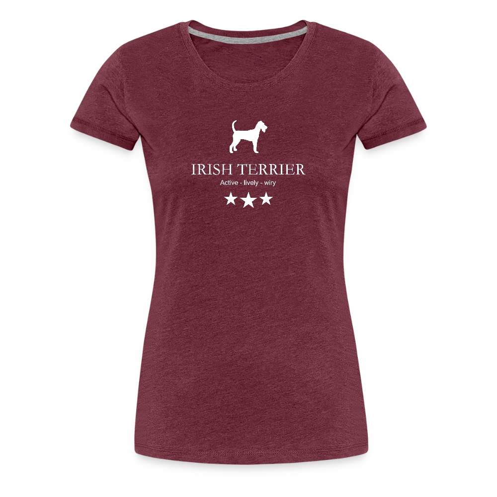Women’s Premium T-Shirt - Irish Terrier - Active, lively, wiry... - Bordeauxrot meliert