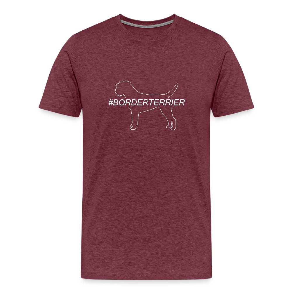 Männer Premium T-Shirt - Border Terrier - Hashtag - Bordeauxrot meliert