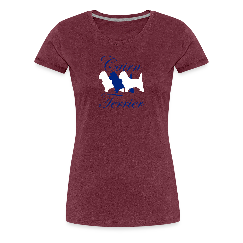 Women’s Premium T-Shirt - Cairn Terrier-Schriftzug - Bordeauxrot meliert