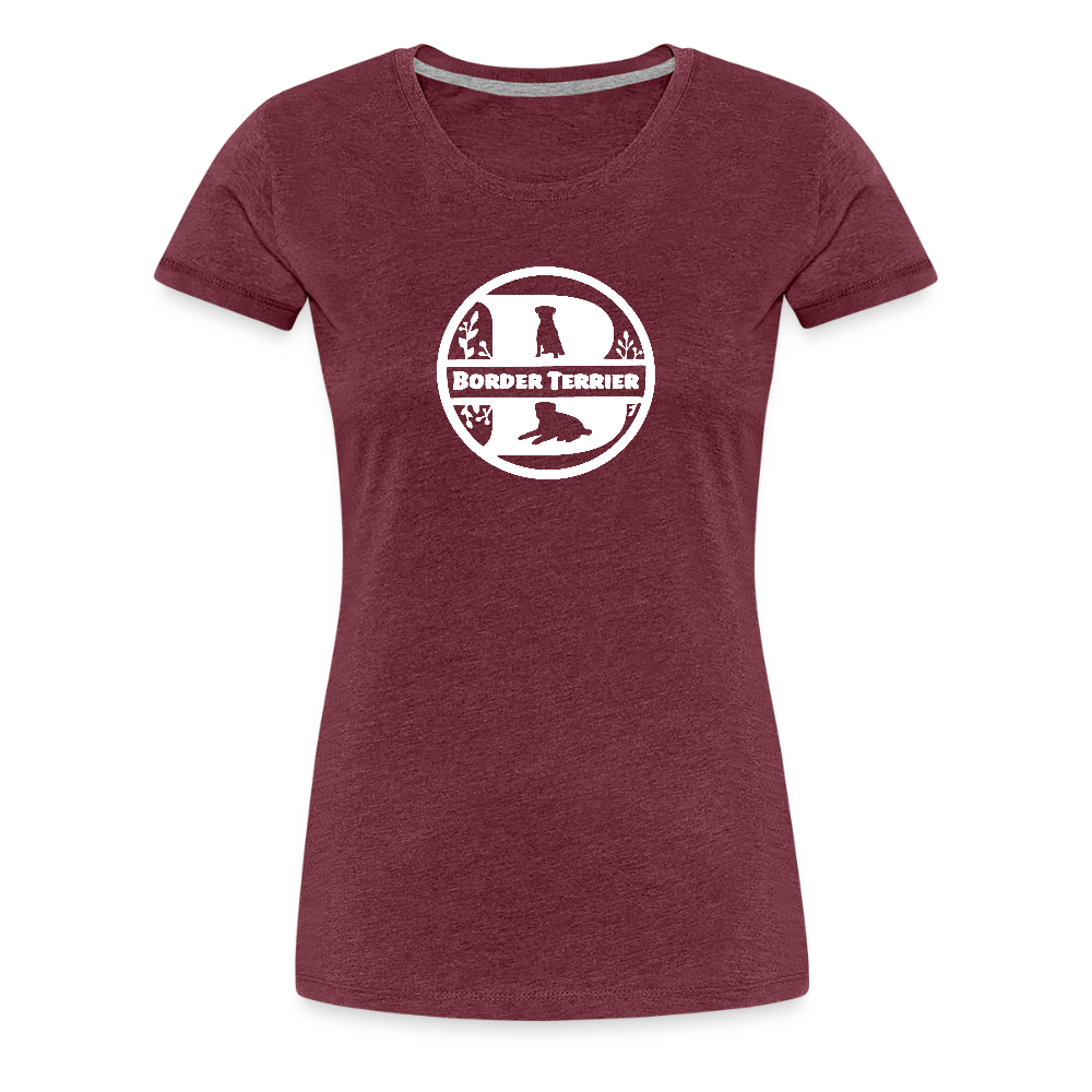 Women’s Premium T-Shirt - Border Terrier - Monogramm - Bordeauxrot meliert
