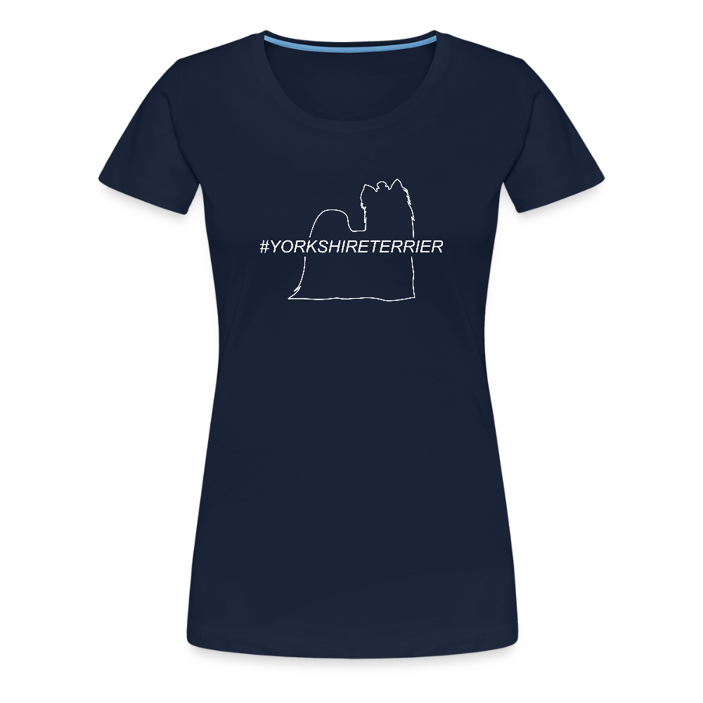 Women’s Premium T-Shirt - Yorkshire Terrier - Hashtag - Navy