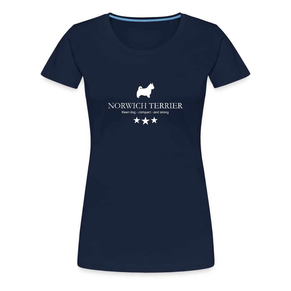 Women’s Premium T-Shirt - Norwich Terrier - Keen dog, compact and strong... - Navy
