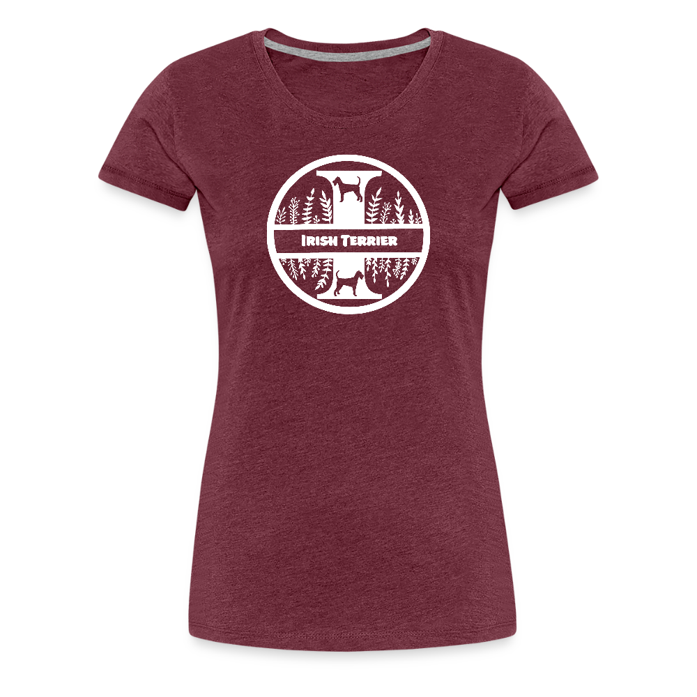 Women’s Premium T-Shirt - Irish Terrier - Monogramm - Bordeauxrot meliert