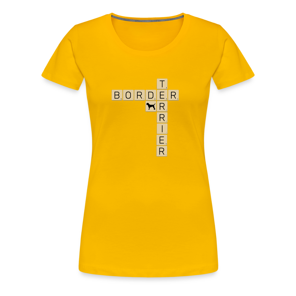 Border Terrier - Scrabble | Women’s Premium T-Shirt - Sonnengelb