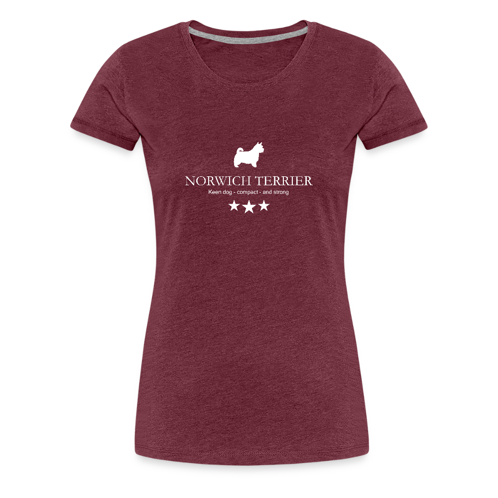 Women’s Premium T-Shirt - Norwich Terrier - Keen dog, compact and strong... - Bordeauxrot meliert