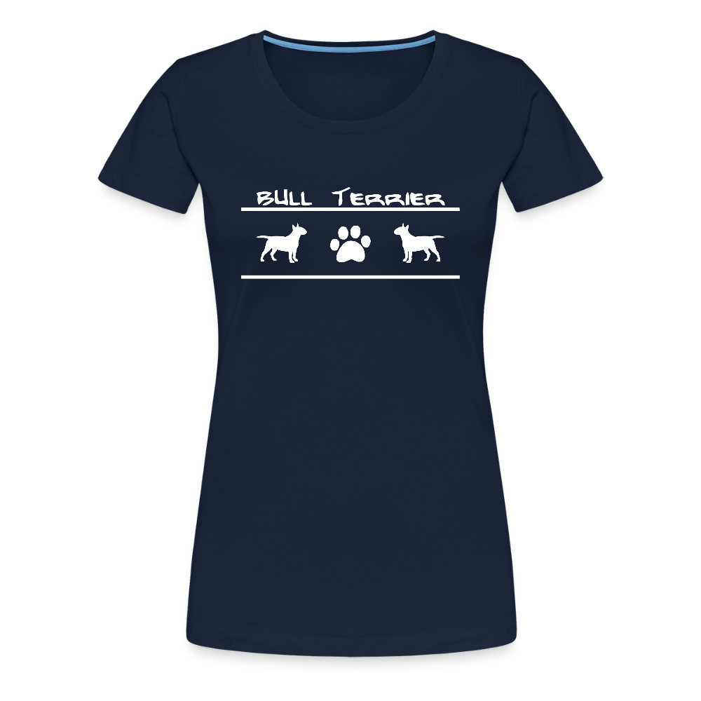 Women’s Premium T-Shirt - Bull Terrier-Schriftzug und Pfote - Navy