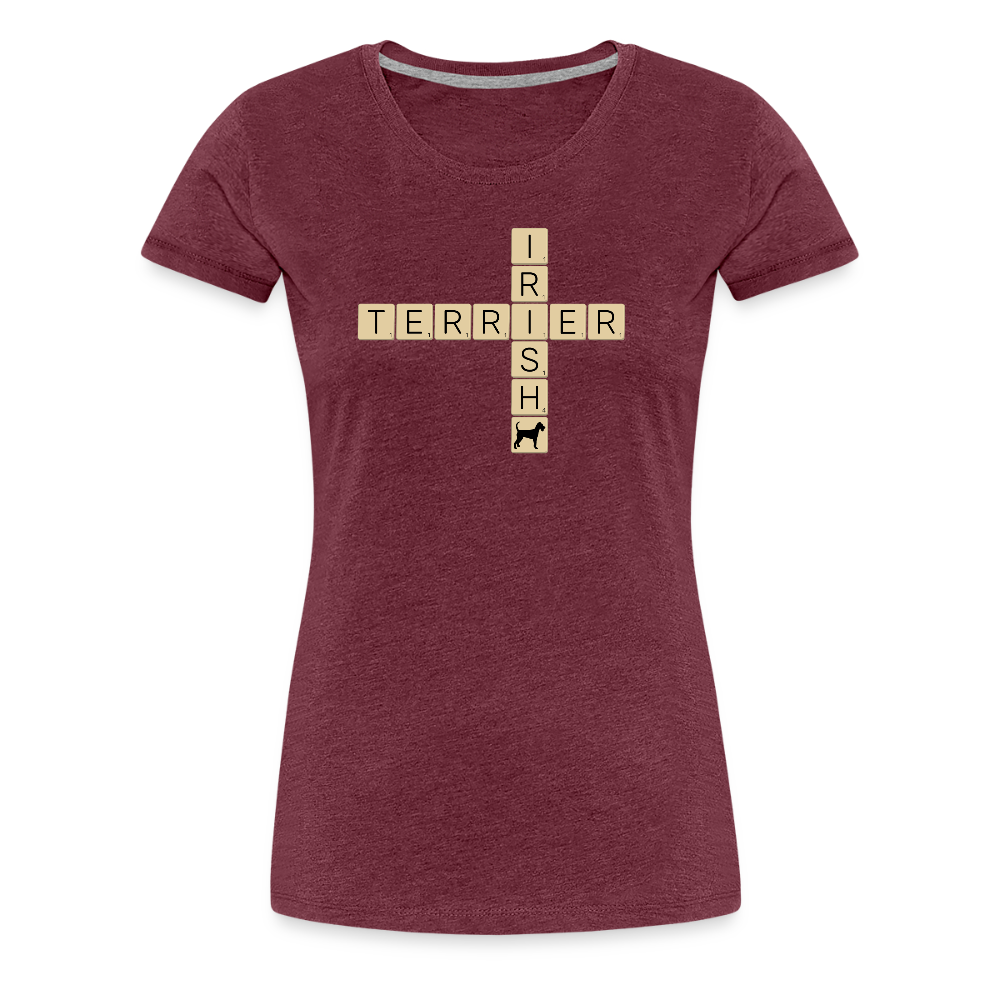 Irish Terrier - Scrabble | Women’s Premium T-Shirt - Bordeauxrot meliert