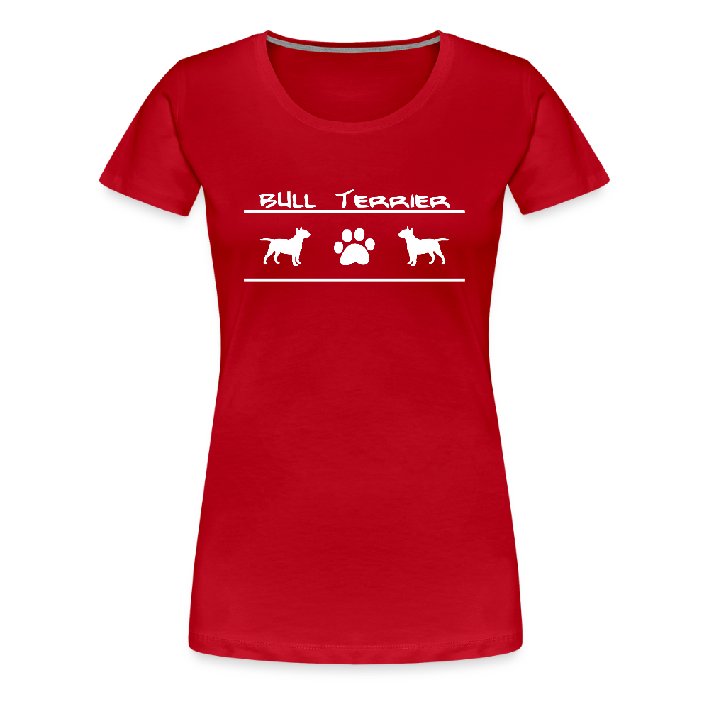 Women’s Premium T-Shirt - Bull Terrier-Schriftzug und Pfote - Rot