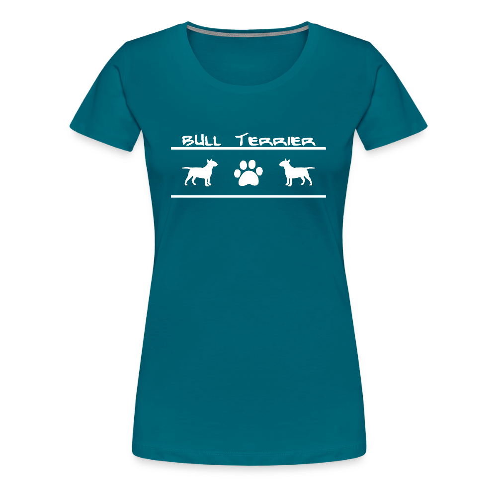 Women’s Premium T-Shirt - Bull Terrier-Schriftzug und Pfote - Divablau