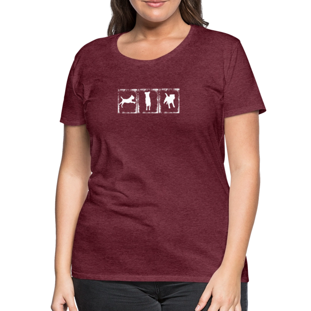 Women’s Premium T-Shirt - Border Terrier in action - Bordeauxrot meliert