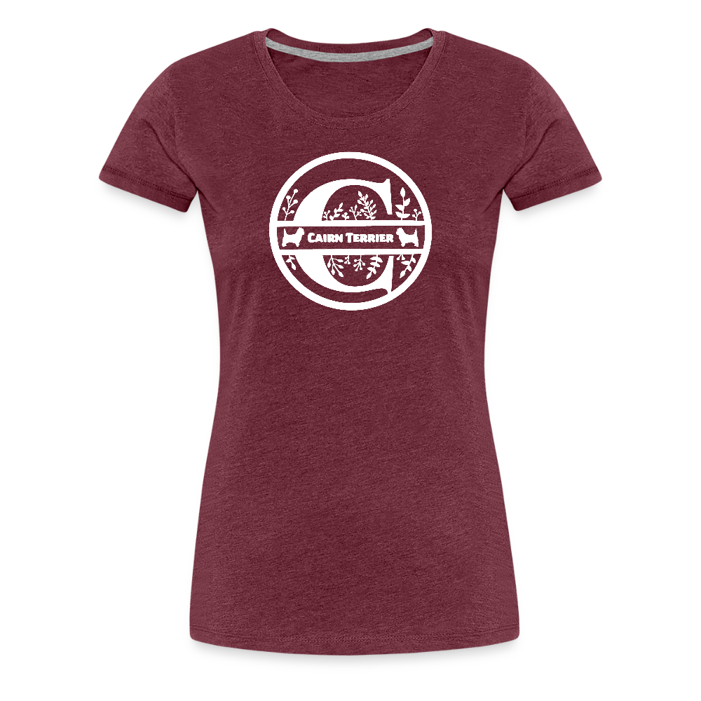 Women’s Premium T-Shirt - Cairn Terrier - Monogramm - Bordeauxrot meliert