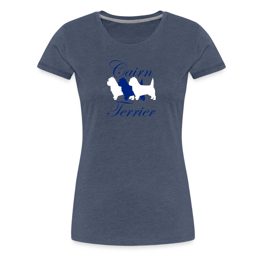Women’s Premium T-Shirt - Cairn Terrier-Schriftzug - Blau meliert