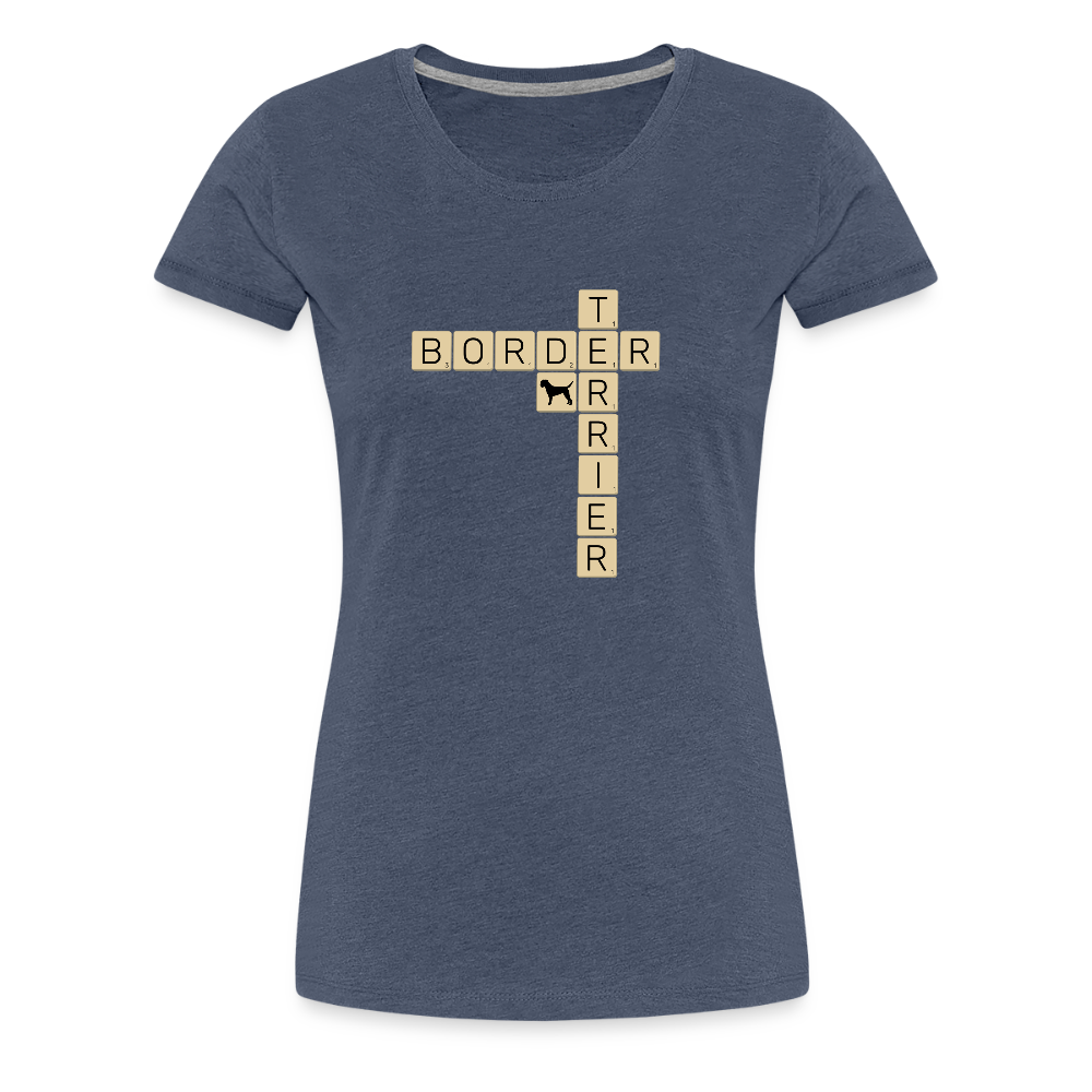 Border Terrier - Scrabble | Women’s Premium T-Shirt - Blau meliert