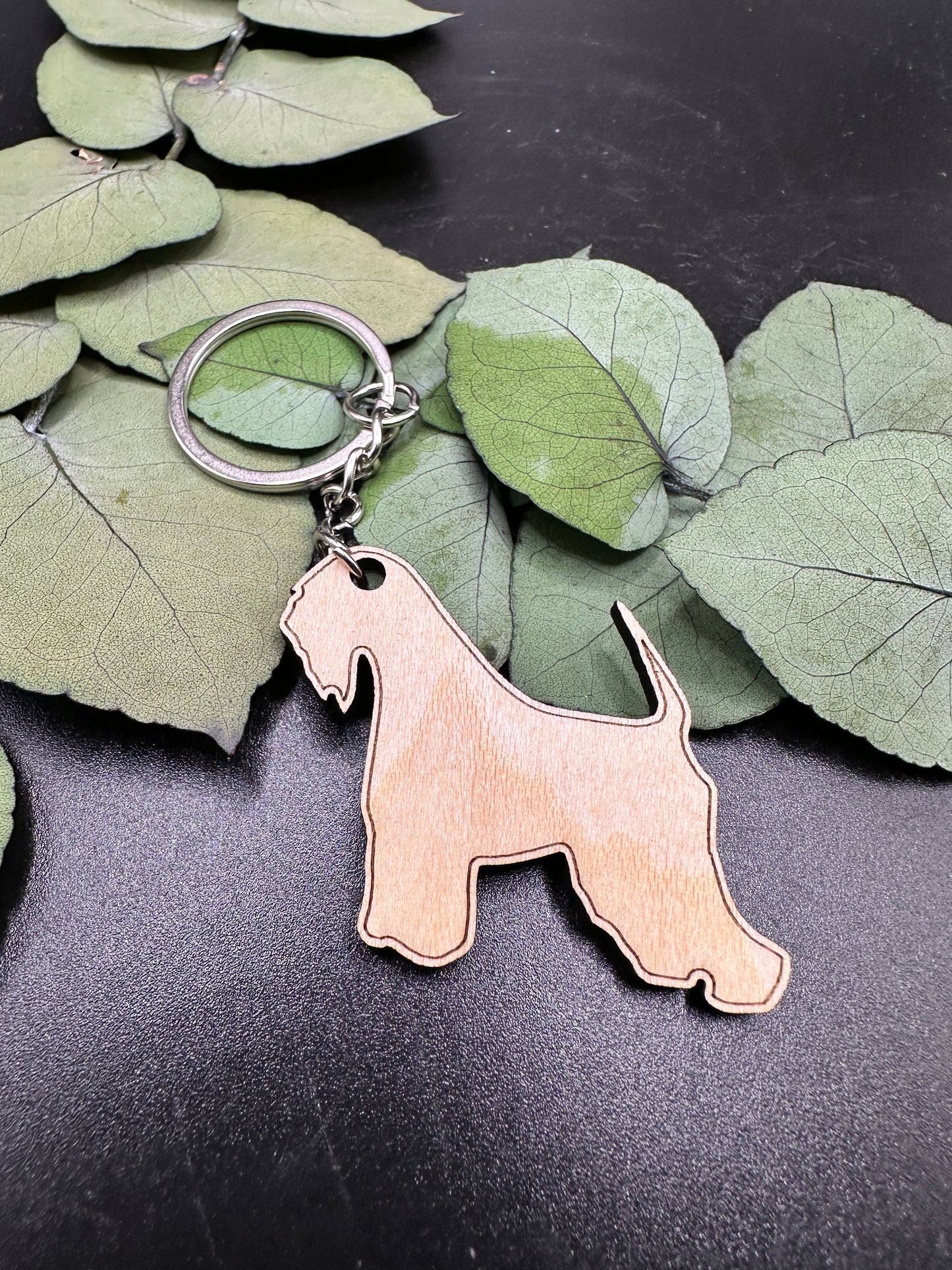 Terrier-Schlüsselanhänger aus Holz