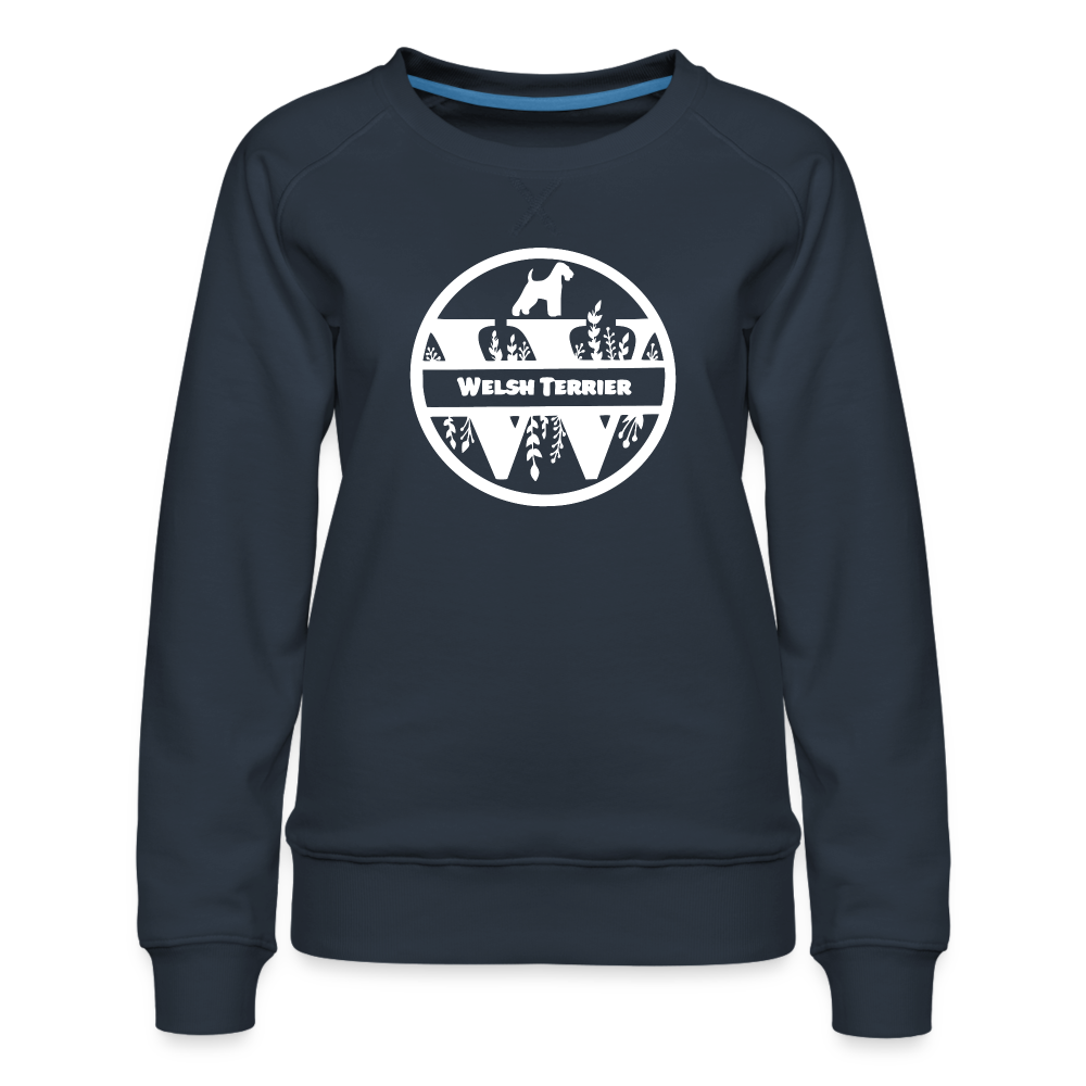 Frauen Premium Pullover - Welsh Terrier - Monogramm - Navy