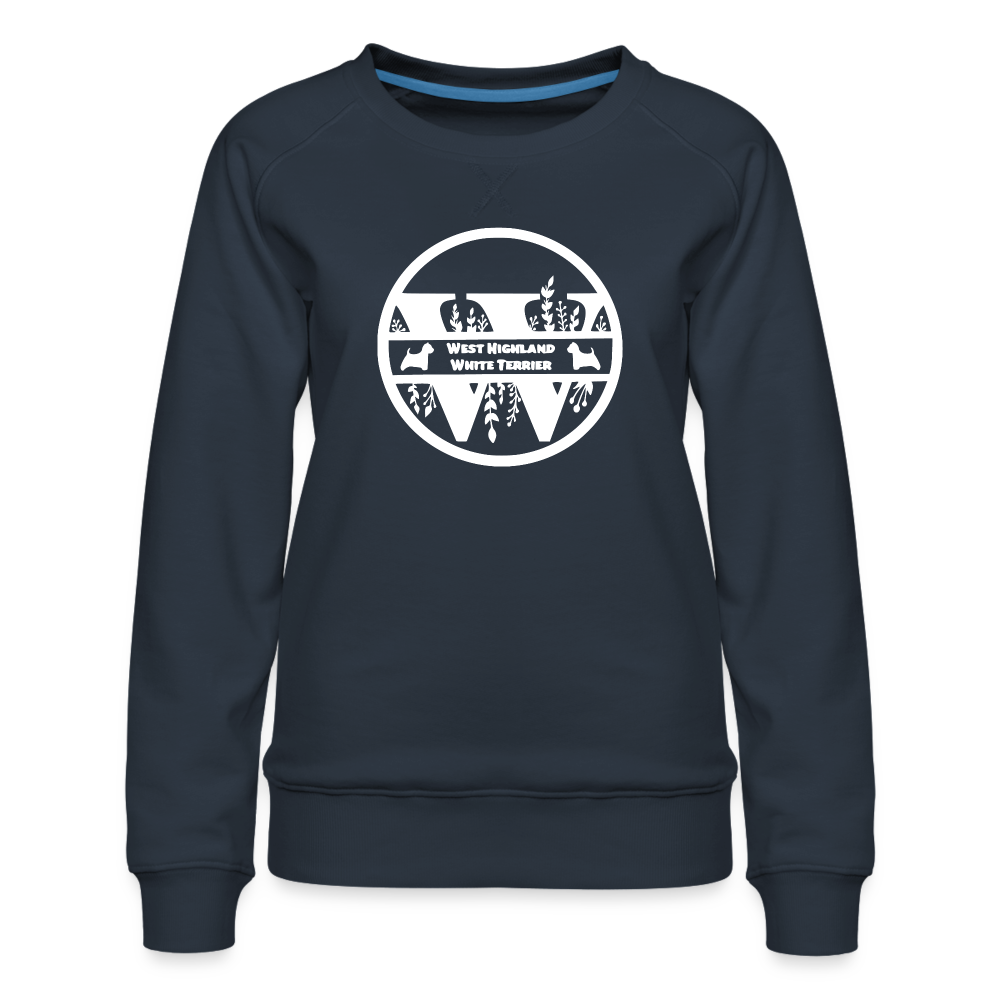 Frauen Premium Pullover - West Highland White Terrier - Monogramm - Navy