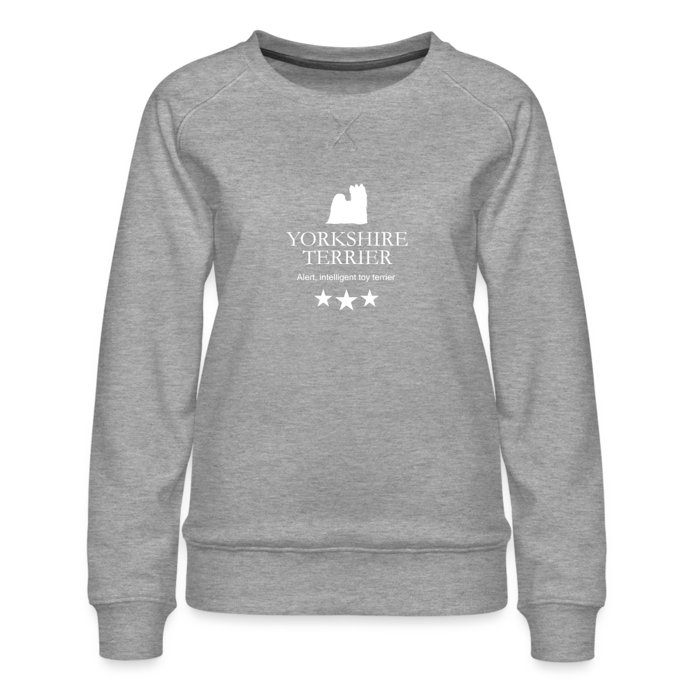 Frauen Premium Pullover - Yorkshire Terrier - Alert, intelligent toy terrier... - Grau meliert