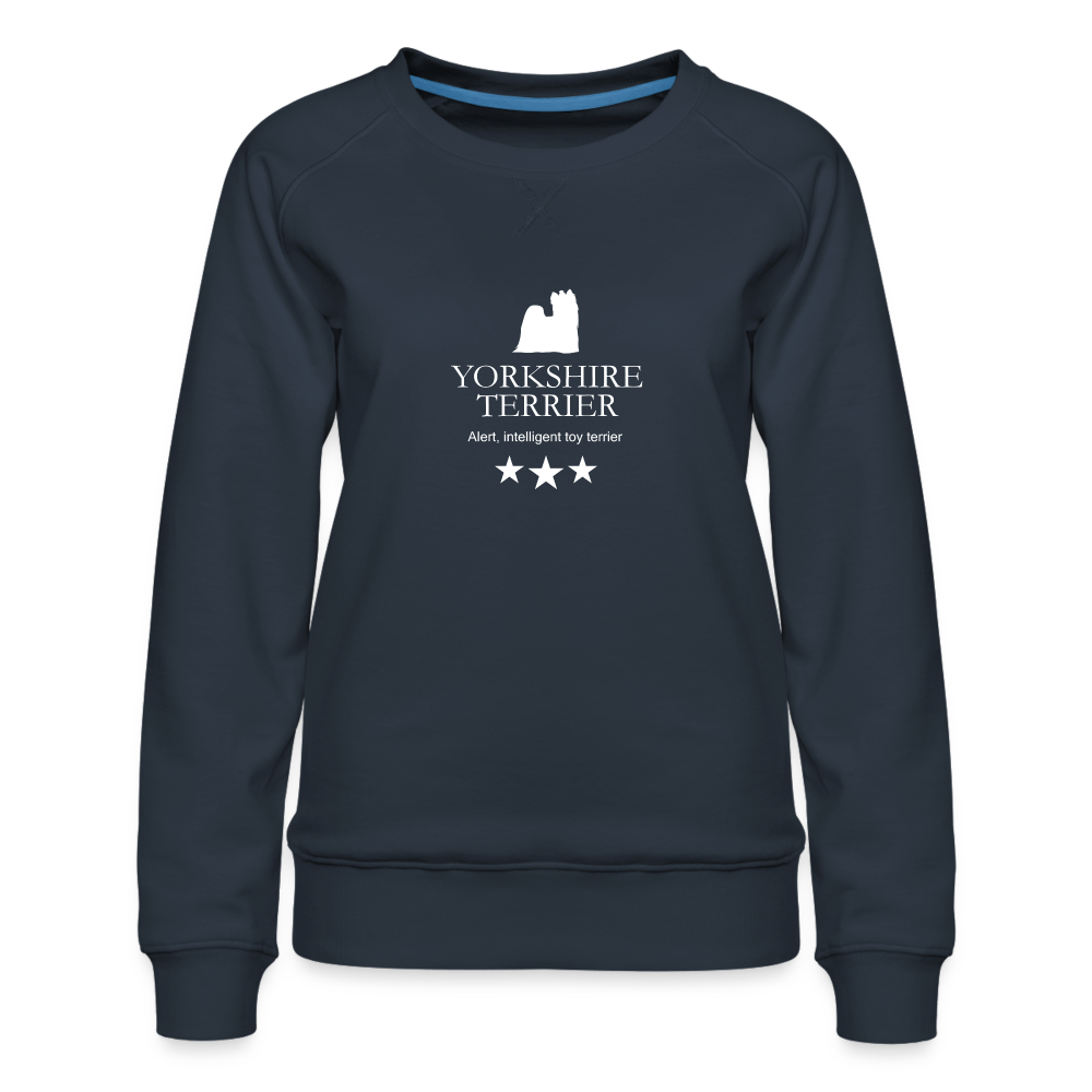 Frauen Premium Pullover - Yorkshire Terrier - Alert, intelligent toy terrier... - Navy