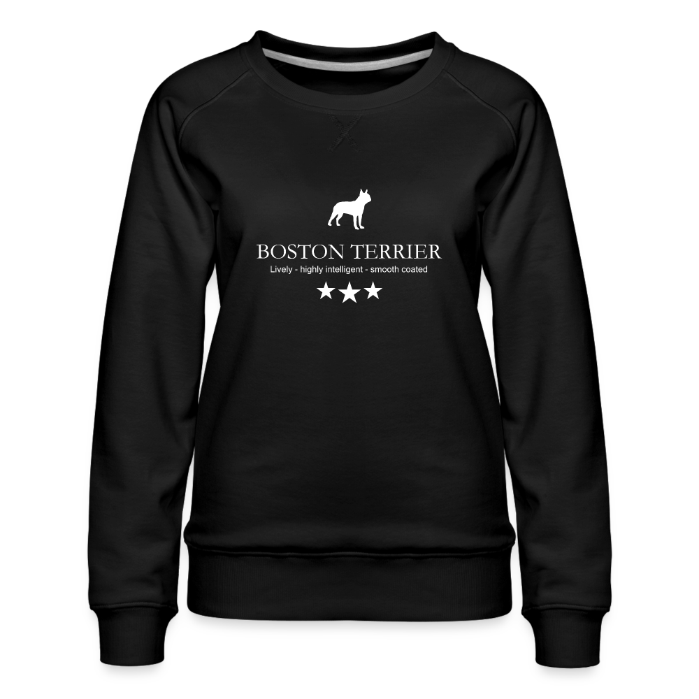 Frauen Premium Pullover - Boston Terrier - Lively, highly intelligent, smooth coated... - Schwarz
