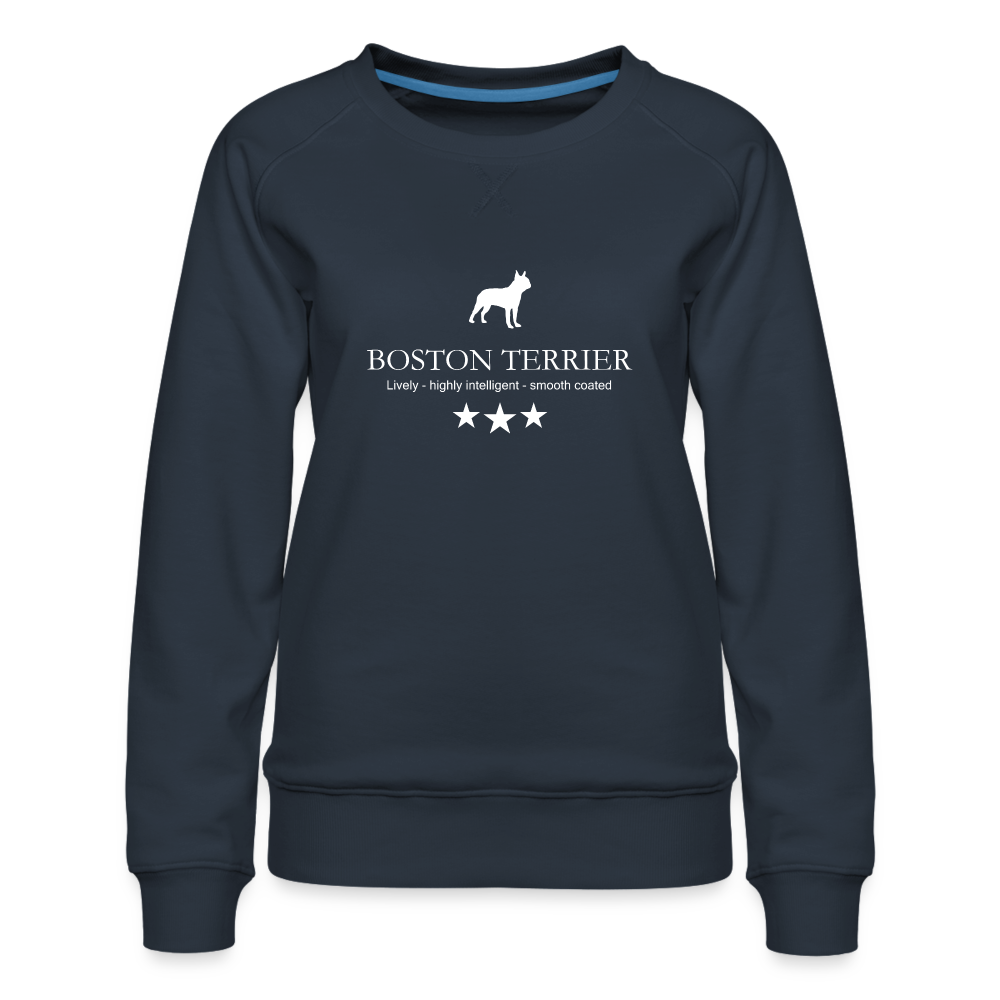 Frauen Premium Pullover - Boston Terrier - Lively, highly intelligent, smooth coated... - Navy
