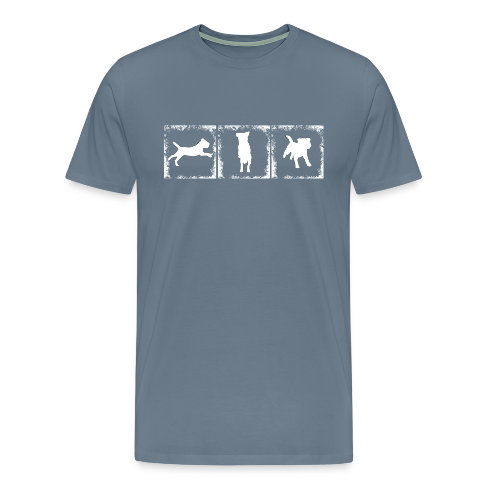 Männer Premium T-Shirt - Border Terrier in action - Blaugrau