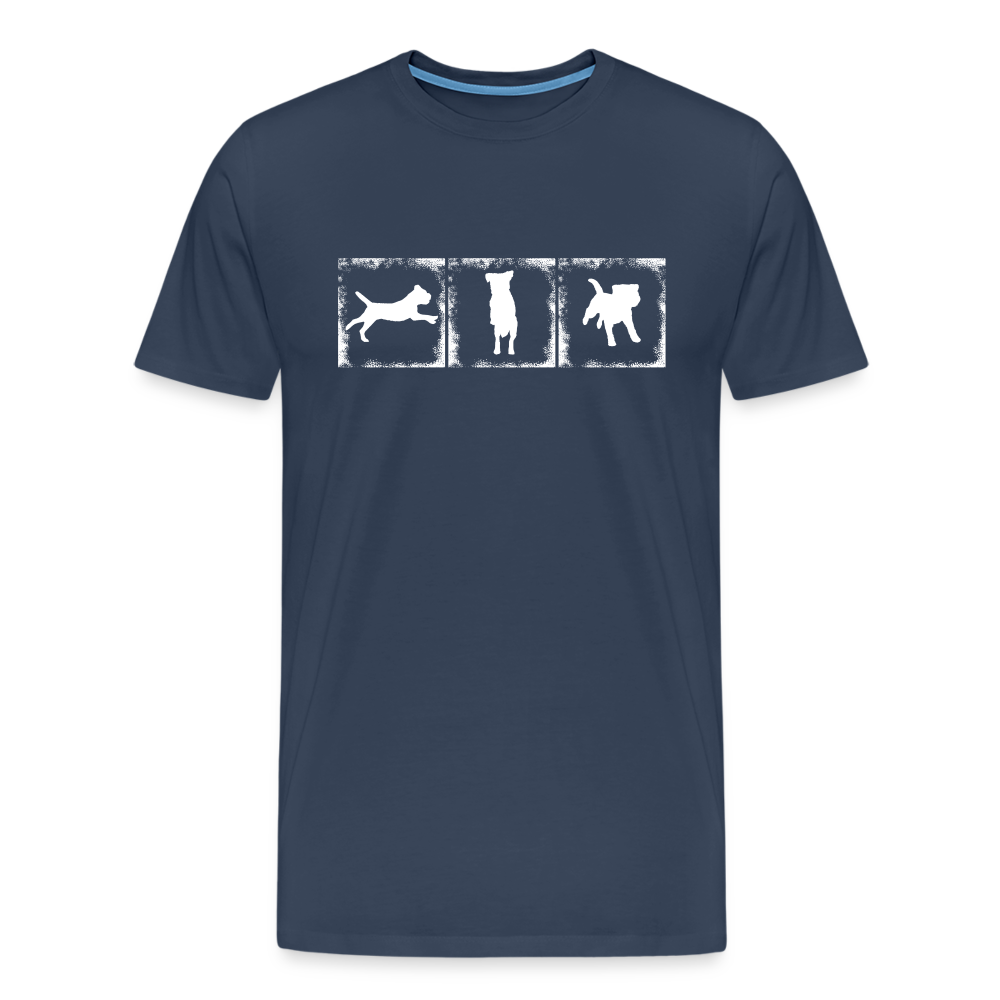 Männer Premium T-Shirt - Border Terrier in action - Navy
