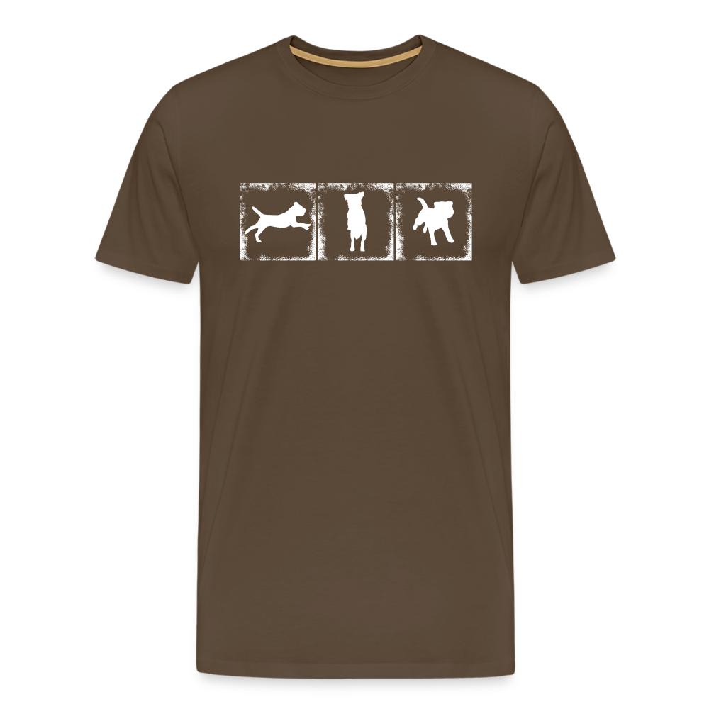 Männer Premium T-Shirt - Border Terrier in action - Edelbraun