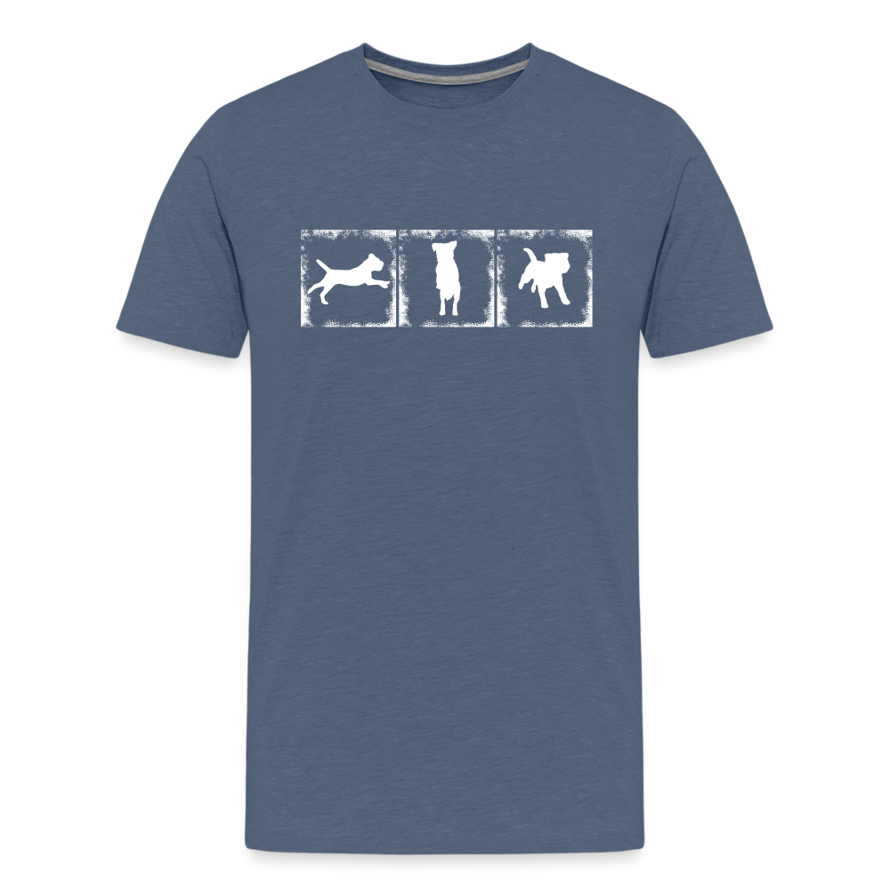 Männer Premium T-Shirt - Border Terrier in action - Blau meliert